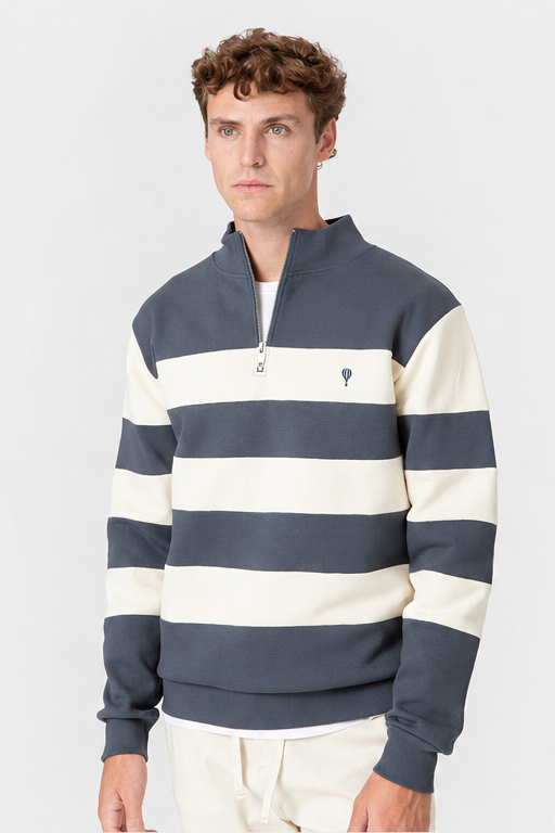 SUDADERA PANELADA CREMALLERA AZUL