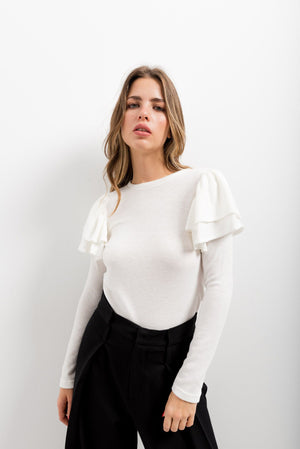 RUFFLED KNITTED SWEATER
