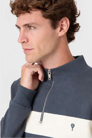 SUDADERA PANELADA CREMALLERA AZUL