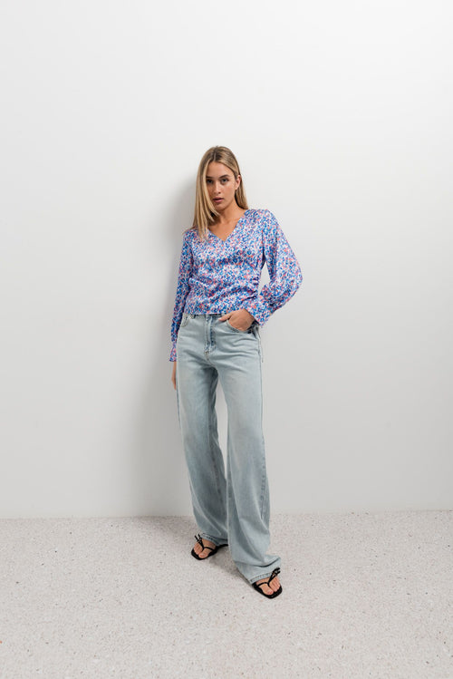 PRINTED DOUBLE-BROWN BLOUSE