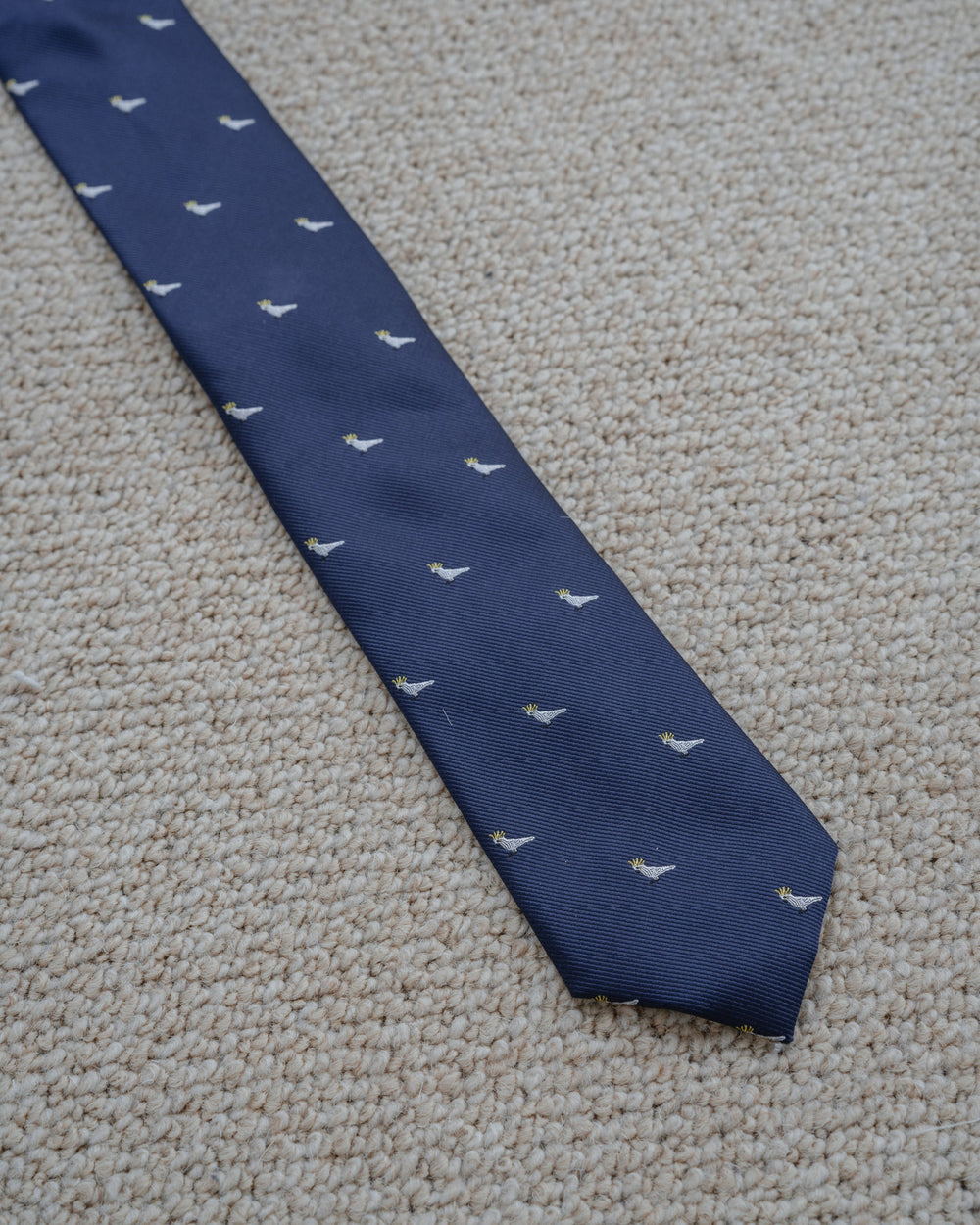 CORBATA AZUL DISEÑO PÁJARO