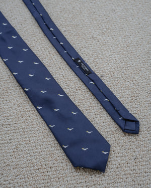CORBATA AZUL DISEÑO PÁJARO