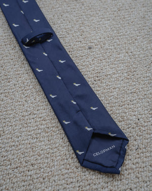 CORBATA AZUL DISEÑO PÁJARO