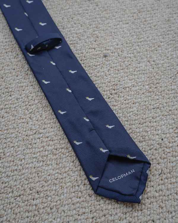 CORBATA AZUL DISEÑO PÁJARO
