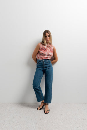 PRINTED DOUBLE-BROWN BLOUSE