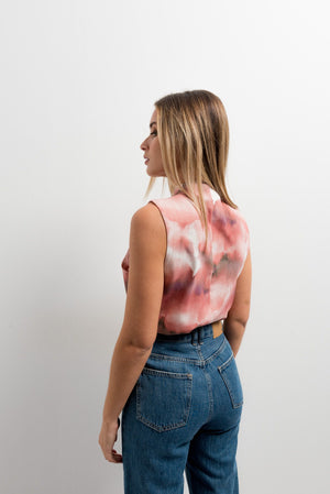 PRINTED DOUBLE-BROWN BLOUSE