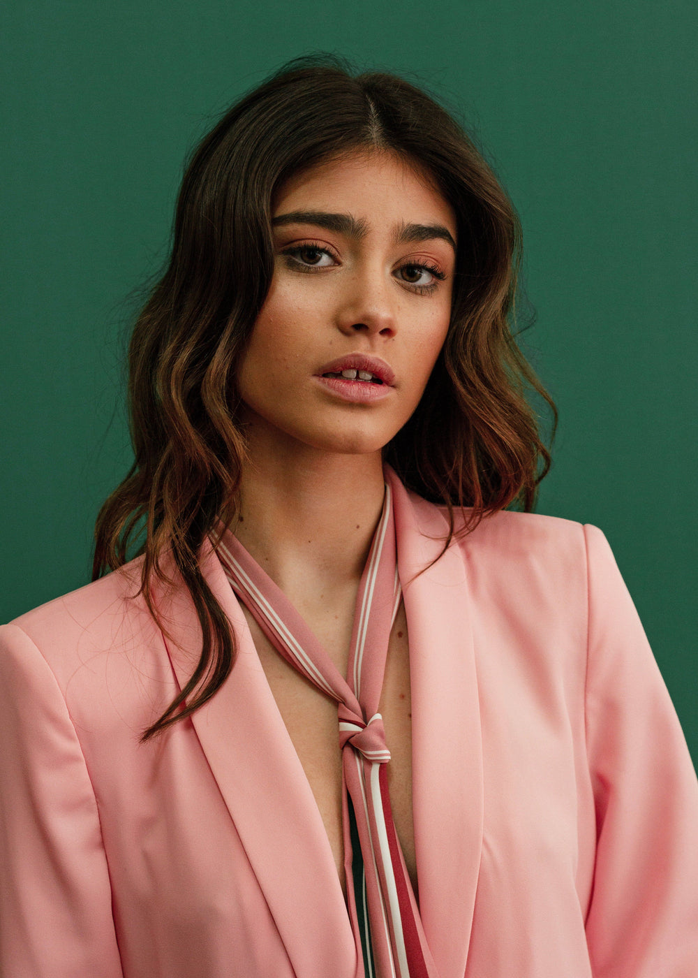 Linen striped handkerchief tie-81800