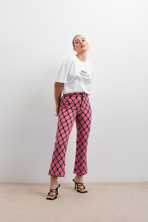 PRINTED MINI FLARE PANTS