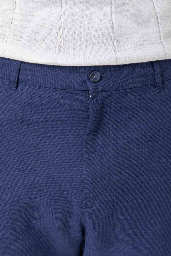 PANTALÓN LINO GOMA EN CINTURA MARINO