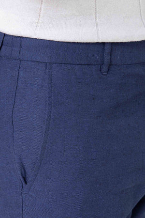 PANTALÓN LINO GOMA EN CINTURA MARINO