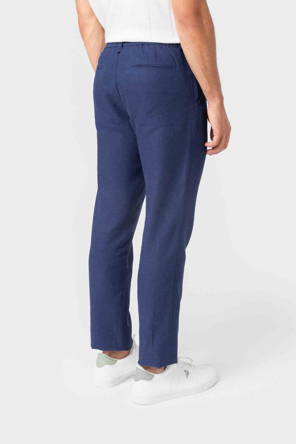 PANTALÓN LINO GOMA EN CINTURA MARINO