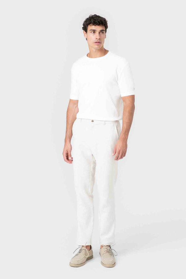 PANTALÓN LINO GOMA EN CINTURA BEIGE
