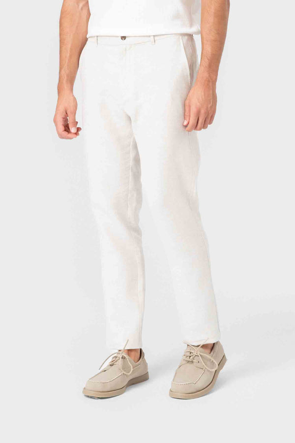 PANTALÓN LINO GOMA EN CINTURA BEIGE