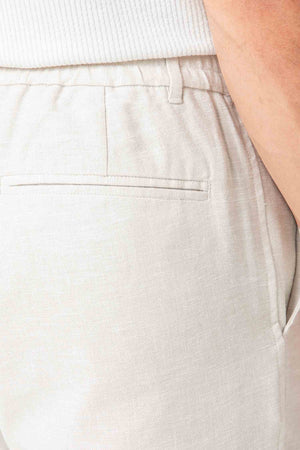 PANTALÓN LINO GOMA EN CINTURA BEIGE