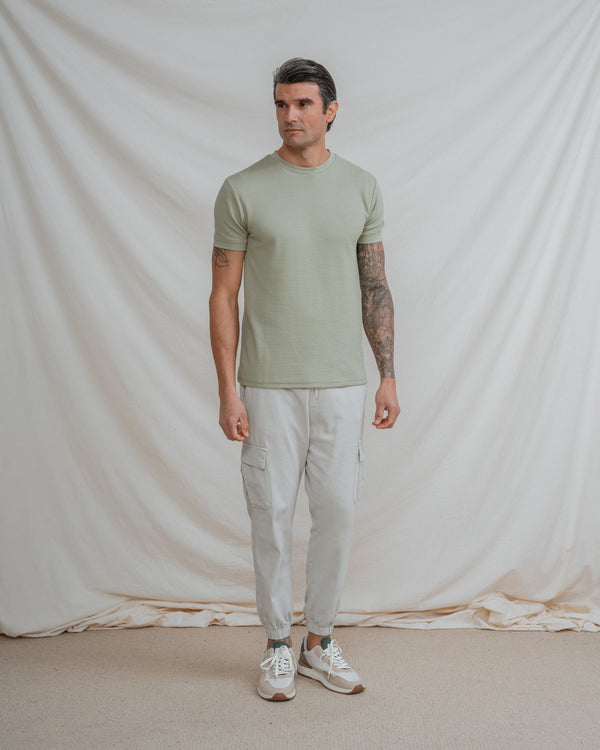 PANTALÓN CHINO CARGO CON GOMA GRÍS