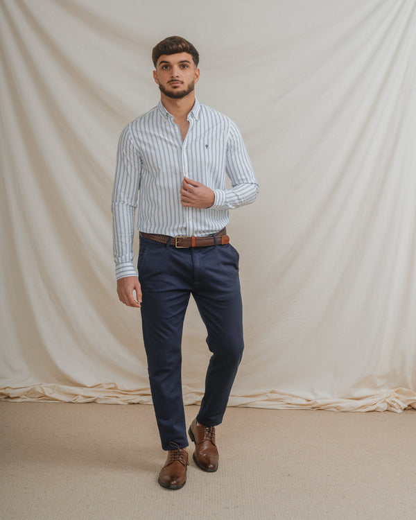 CHINO SLIM PIQUÉ AZUL