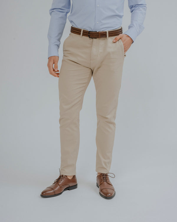CHINO SLIM PIQUÉ BEIGE
