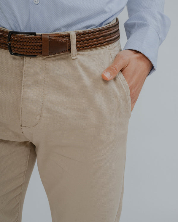 CHINO SLIM PIQUÉ BEIGE