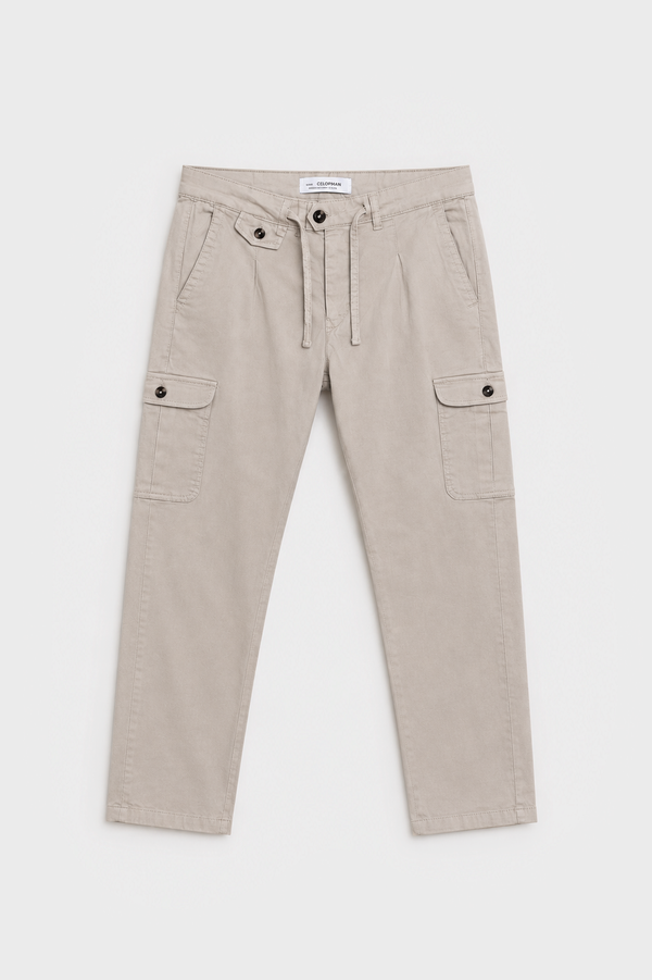PANTALÓN CHINO SLIM PINZAS CARGO GRÍS