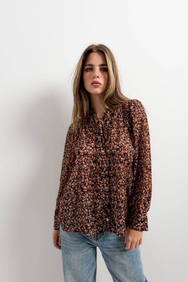 BLOUSE IMPRIMÉE AVEC CRAVATE