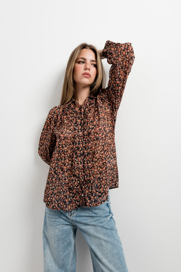 BLOUSE IMPRIMÉE AVEC CRAVATE
