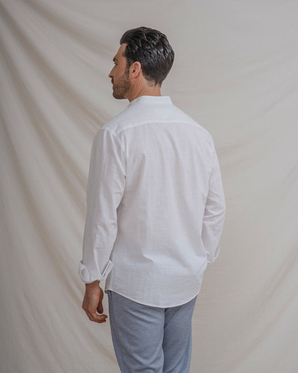 CAMISA FLAMÉ MAO CON LINO BLANCA