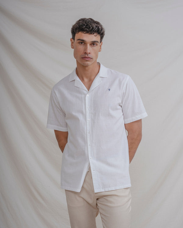 CAMISA LINO BLANCA MANGA CORTA