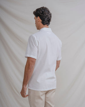 CAMISA LINO BLANCA MANGA CORTA