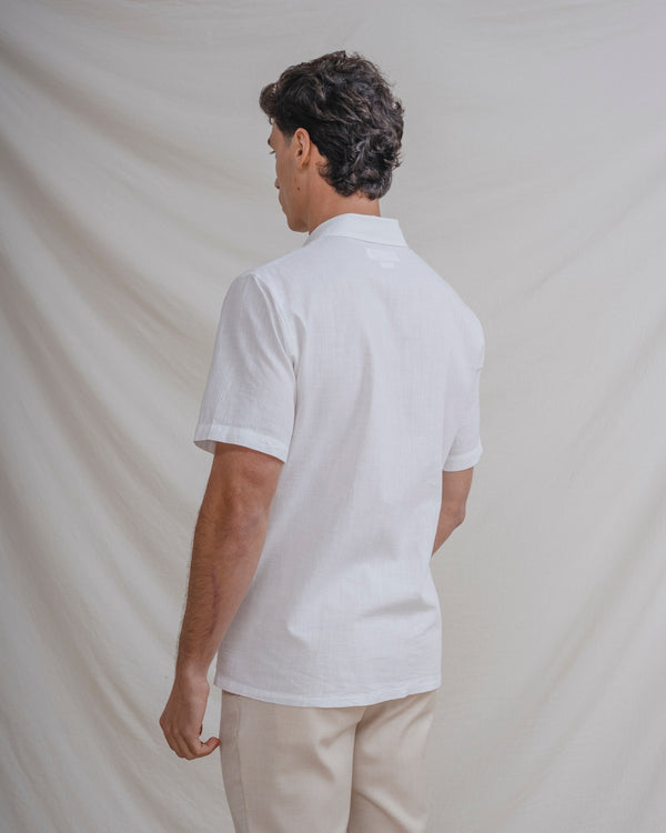 CAMISA LINO BLANCA MANGA CORTA