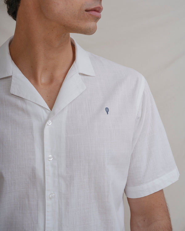 CAMISA LINO BLANCA MANGA CORTA