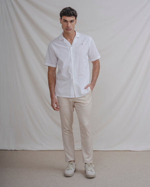 CAMISA LINO BLANCA MANGA CORTA