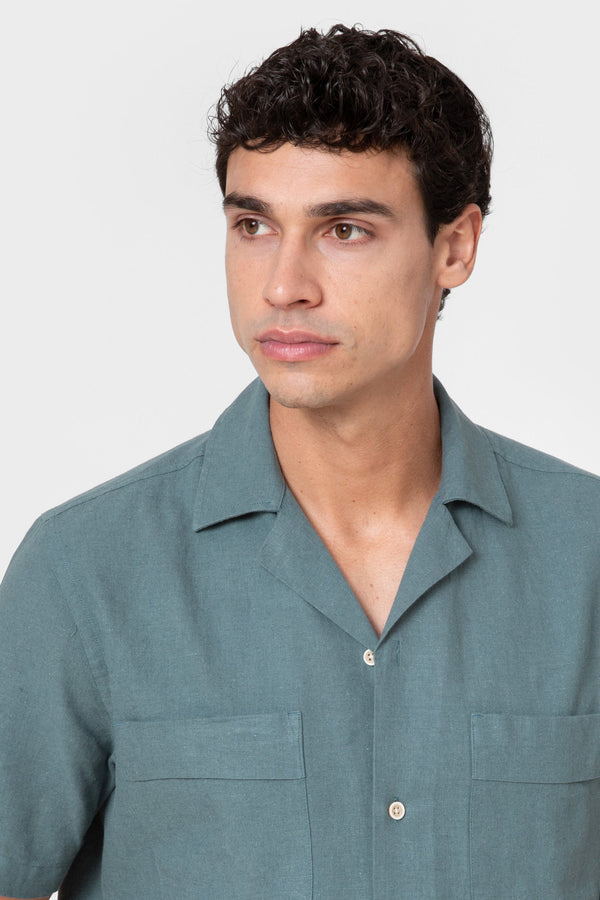 CAMISA LINO VERDE MANGA CORTA
