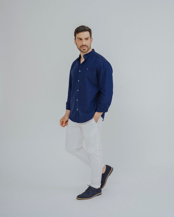 CAMISA OXFORD CUELLO MAO MARINO