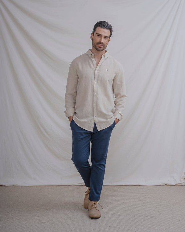 CAMISA CON LINO BEIGE