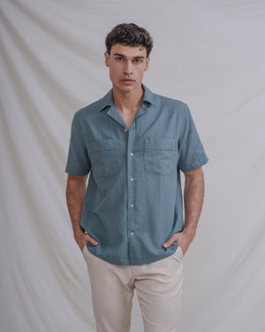 CAMISA LINO VERDE MANGA CORTA