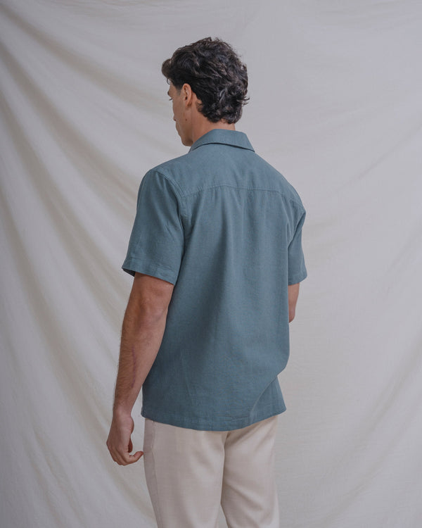 CAMISA LINO VERDE MANGA CORTA