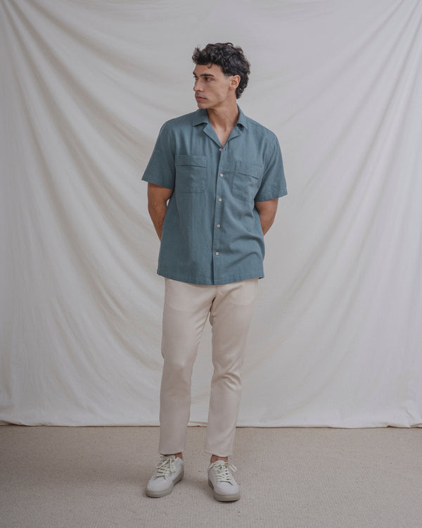 CAMISA LINO VERDE MANGA CORTA