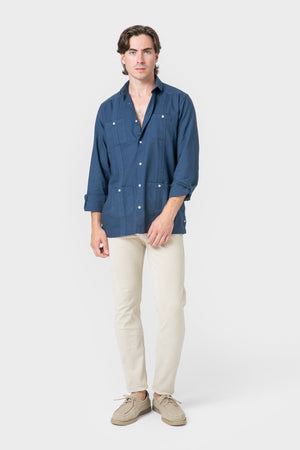 CAMISA CUBANA AZUL
