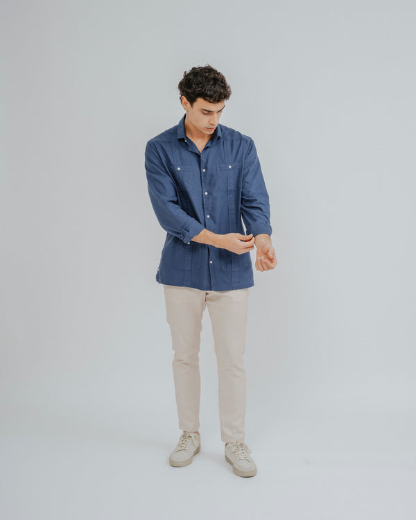 CAMISA CUBANA AZUL