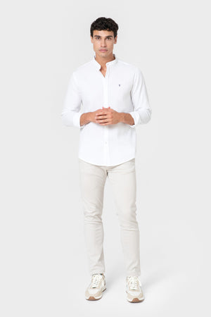 CAMISA CUADRILLÉ BLANCA CUELLO MAO