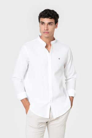 CAMISA CUADRILLÉ BLANCA CUELLO MAO
