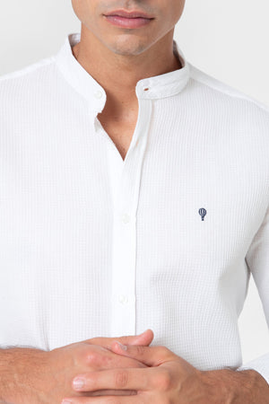 CAMISA CUADRILLÉ BLANCA CUELLO MAO