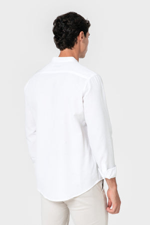 CAMISA CUADRILLÉ BLANCA CUELLO MAO