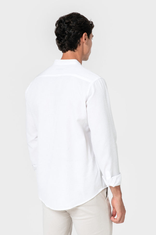 CAMISA CUADRILLÉ BLANCA CUELLO MAO