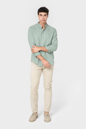 CAMISA CUADRILLÉ VERDE CUELLO MAO