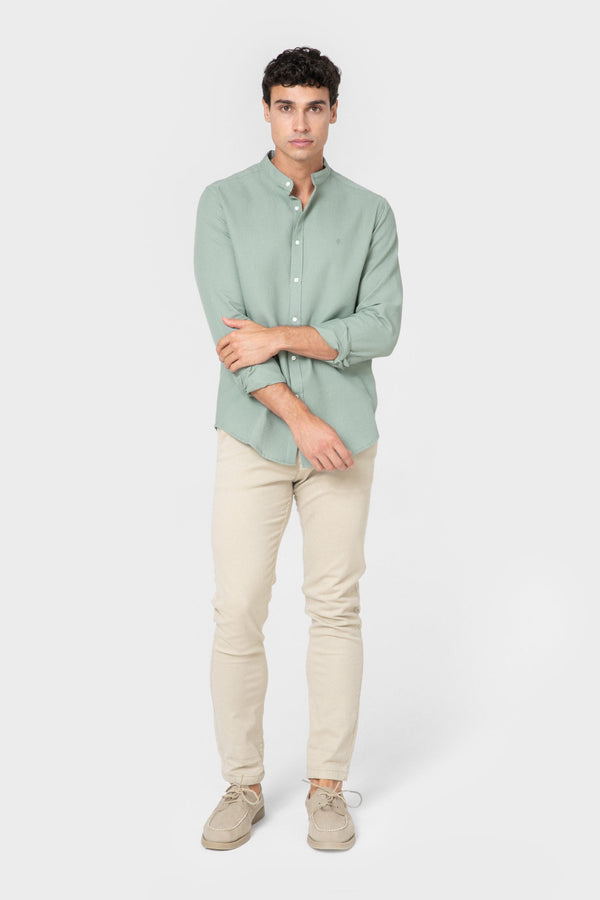 CAMISA CUADRILLÉ VERDE CUELLO MAO