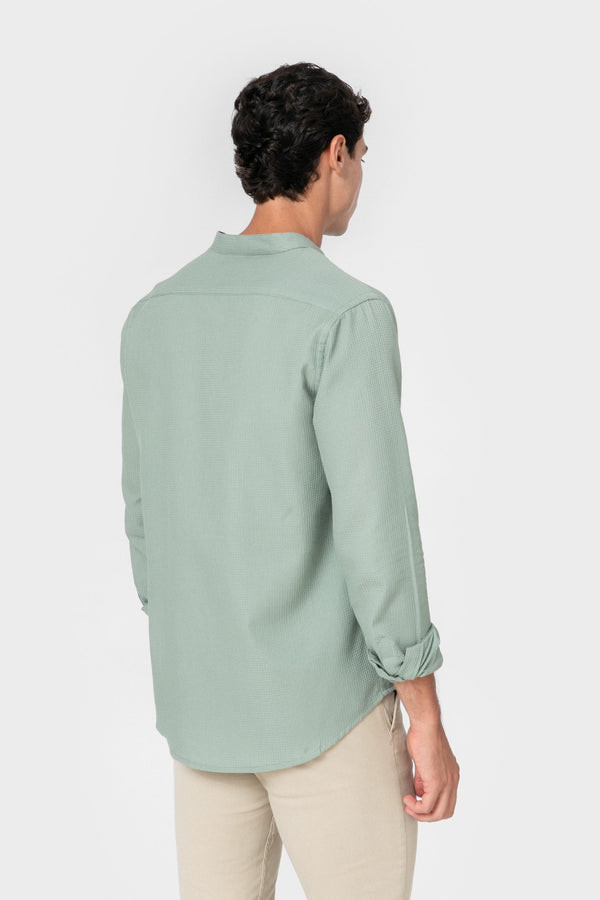 CAMISA CUADRILLÉ VERDE CUELLO MAO
