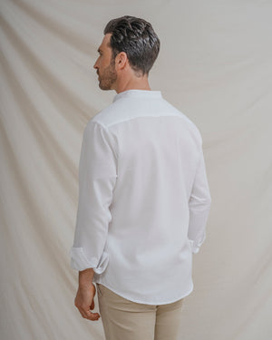 CAMISA CUADRILLÉ BLANCA CUELLO MAO