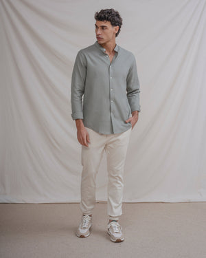 CAMISA CUADRILLÉ VERDE CUELLO MAO