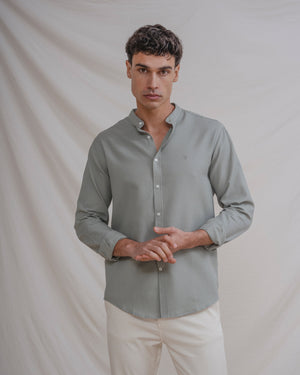 CAMISA CUADRILLÉ VERDE CUELLO MAO